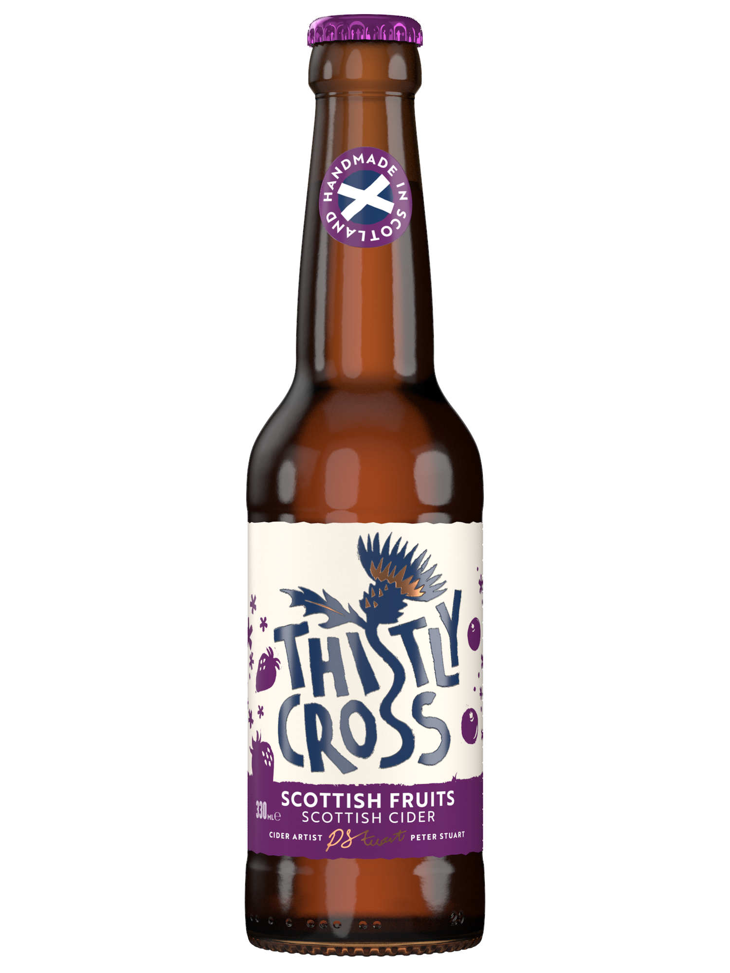 Bottle of Thistly Cross Scottish Fruits cider 