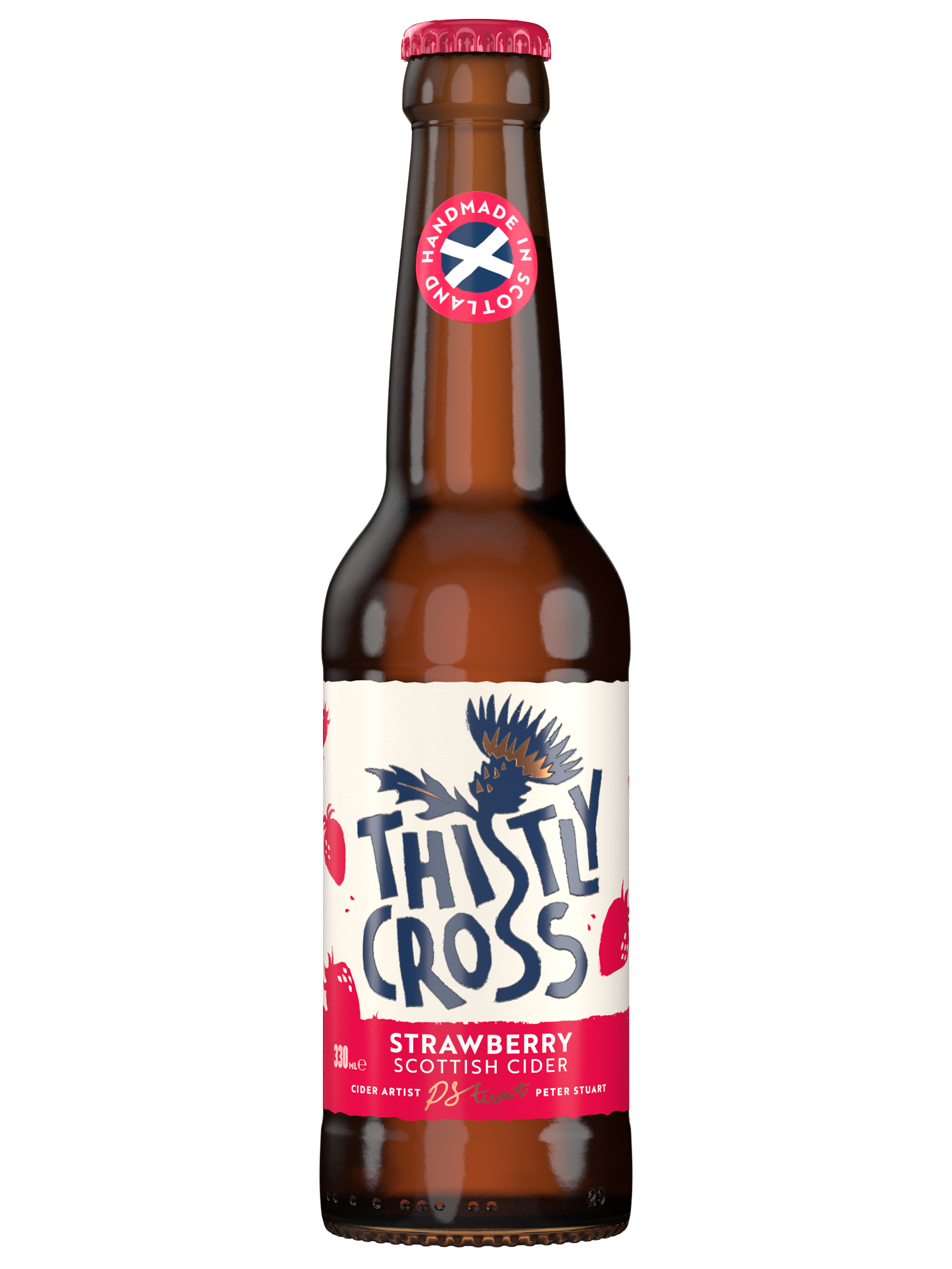 Bottle of Thistly Cross Strawberry Scottish Cider 