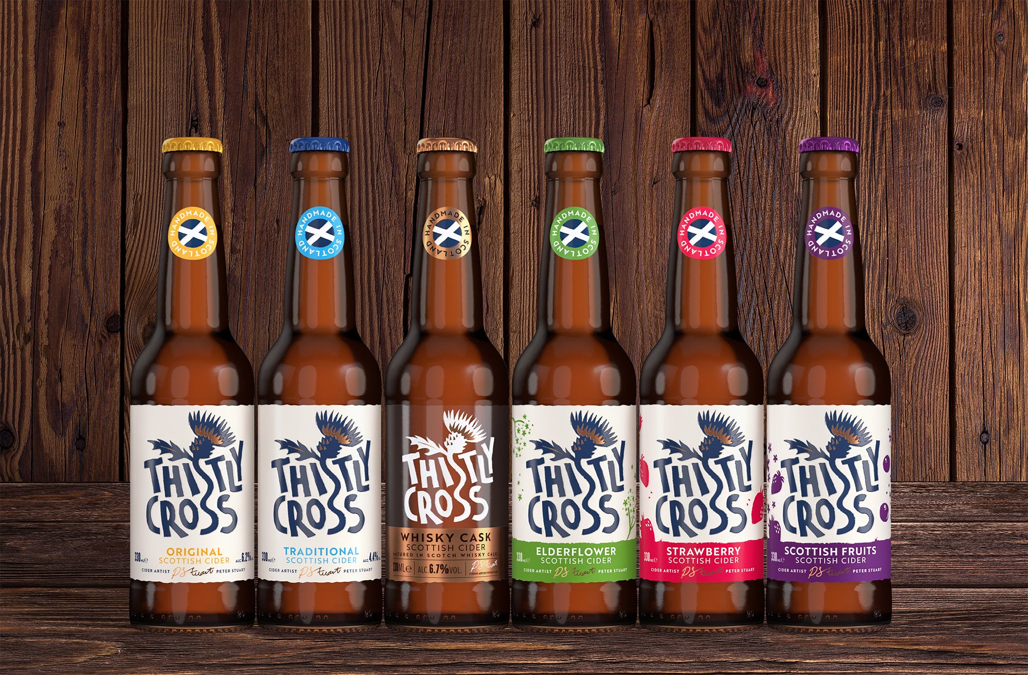 Bottles of Thistly Cross Cider
