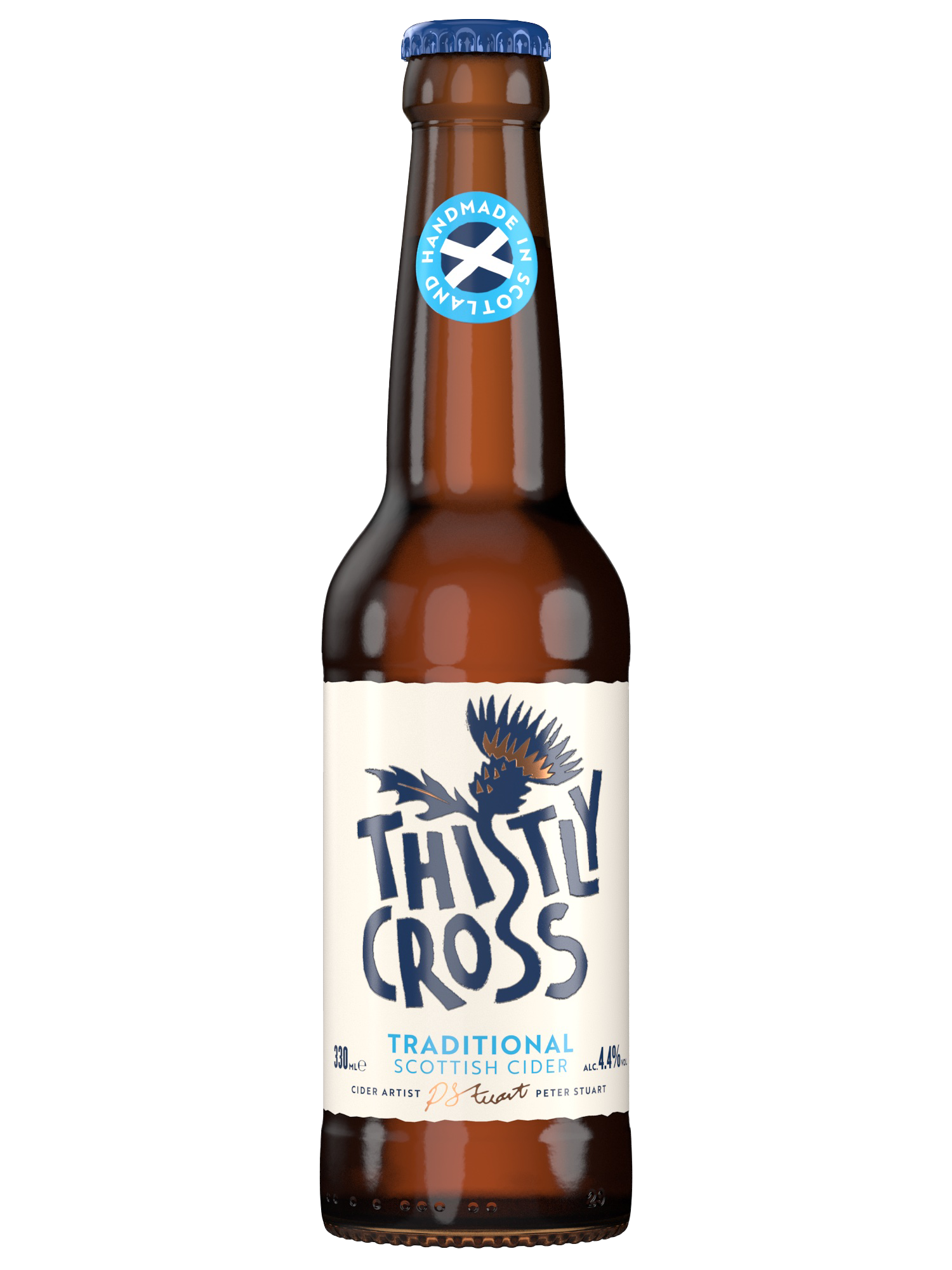 Brown bottle of Thistly Cross Traditional Scottish Cider